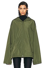 Balenciaga Hooded Rain Jacket in Khaki, view 2, click to view large image.