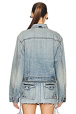 Balenciaga Small Fit Jacket in Light Indigo & Madder, view 3, click to view large image.