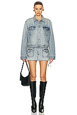 Balenciaga Small Fit Jacket in Light Indigo & Madder, view 4, click to view large image.