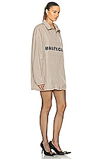 Balenciaga Logo Zip Up Jacket in Beige, view 2, click to view large image.