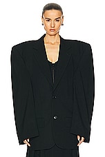 Balenciaga Cut Away Boxy Jacket in Black, view 2, click to view large image.