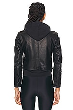 Balenciaga Patched Racer Jacket in Black, view 3, click to view large image.