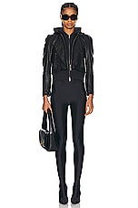 Balenciaga Patched Racer Jacket in Black, view 4, click to view large image.