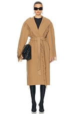 Balenciaga Fringe Coat in Praline Beige, view 1, click to view large image.
