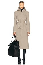 Balenciaga Fitted Trench Coat in Dark Beige, view 1, click to view large image.