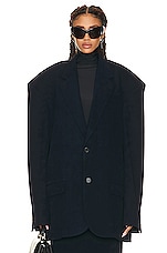 Balenciaga Oversized Wool Jacket in Dark Navy, view 1, click to view large image.