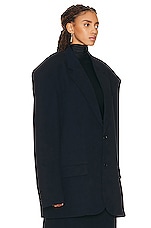 Balenciaga Oversized Wool Jacket in Dark Navy, view 2, click to view large image.