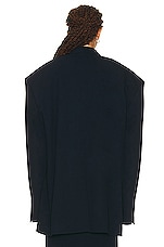 Balenciaga Oversized Wool Jacket in Dark Navy, view 3, click to view large image.