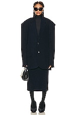 Balenciaga Oversized Wool Jacket in Dark Navy, view 4, click to view large image.