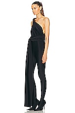 Balenciaga Draped Pantabodysuit in Black, view 3, click to view large image.
