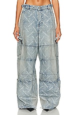 Balenciaga Cargo Pant in All Over Dirty Blue, view 1, click to view large image.