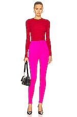 Balenciaga Stretch Legging in Lipstick Pink, view 4, click to view large image.