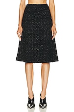 Balenciaga Tweed Midi Skirt in Black, view 1, click to view large image.