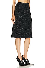 Balenciaga Tweed Midi Skirt in Black, view 2, click to view large image.