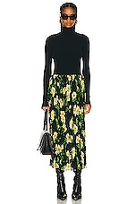 Balenciaga Pleated Skirt in Black & Yellow, view 4, click to view large image.