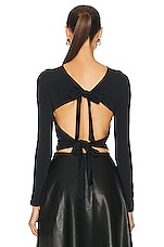 Balenciaga Long Sleeve Back Knot Top in Black, view 3, click to view large image.