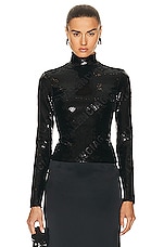 Balenciaga Long Sleeve Embroidered Top in Black, view 1, click to view large image.