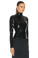 Balenciaga Long Sleeve Embroidered Top in Black, view 2, click to view large image.