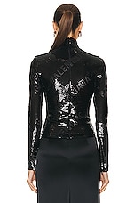 Balenciaga Long Sleeve Embroidered Top in Black, view 3, click to view large image.
