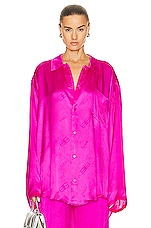 Balenciaga Long Sleeve Minimal Shirt in Lipstick Pink, view 1, click to view large image.
