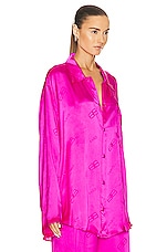 Balenciaga Long Sleeve Minimal Shirt in Lipstick Pink, view 2, click to view large image.