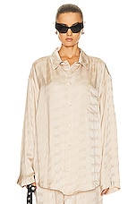 Balenciaga Long Sleeve Minimal Shirt in Champagne Beige, view 1, click to view large image.