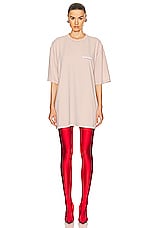Balenciaga Large Fit T-shirt in Light Pink & White, view 2, click to view large image.