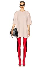 Balenciaga Large Fit T-shirt in Light Pink & White, view 6, click to view large image.