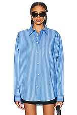 Balenciaga Regular Fit Shirt in Blue & White, view 1, click to view large image.
