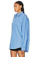 Balenciaga Regular Fit Shirt in Blue & White, view 3, click to view large image.