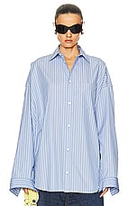Balenciaga Cocoon Shirt in Sky Blue & White, view 2, click to view large image.