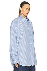 Balenciaga Cocoon Shirt in Sky Blue & White, view 3, click to view large image.