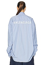 Balenciaga Cocoon Shirt in Sky Blue & White, view 5, click to view large image.