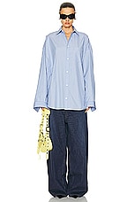 Balenciaga Cocoon Shirt in Sky Blue & White, view 6, click to view large image.