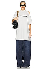 Balenciaga Oversized T-Shirt in Off White & Black, view 2, click to view large image.