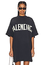 Balenciaga Double Front T-Shirt in Washed Black & Faded Black, view 1, click to view large image.