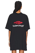 Balenciaga Double Front T-Shirt in Washed Black & Faded Black, view 4, click to view large image.