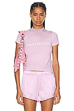 Balenciaga Shrunk T-Shirt in Light Pink & White, view 1, click to view large image.