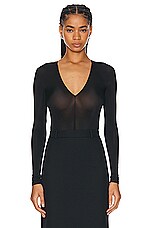 Balenciaga V-Neck Bodysuit in Black, view 1, click to view large image.