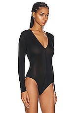 Balenciaga V-Neck Bodysuit in Black, view 3, click to view large image.