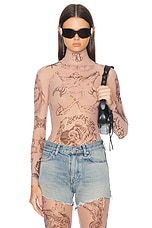 Balenciaga Tattoo Long Sleeve Top in Light Beige, view 1, click to view large image.