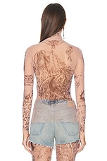 Balenciaga Tattoo Long Sleeve Top in Light Beige, view 3, click to view large image.