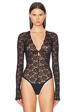 Balenciaga V-Neck Bodysuit in Black, view 2, click to view large image.