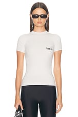 Balenciaga Fitted T-Shirt in Off White & Black, view 1, click to view large image.