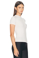 Balenciaga Fitted T-Shirt in Off White & Black, view 2, click to view large image.