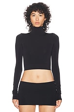 Balenciaga Cropped Turtleneck Top in Black, view 1, click to view large image.