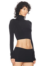 Balenciaga Cropped Turtleneck Top in Black, view 2, click to view large image.