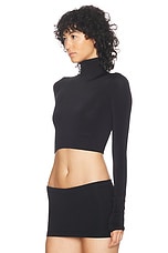 Balenciaga Cropped Turtleneck Top in Black, view 3, click to view large image.