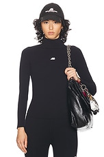 Balenciaga Fitted L/S Turtleneck Top in Black & Reflective, view 1, click to view large image.