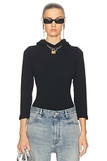 Balenciaga L/S Hooded T-Shirt in Washed Black, view 1, click to view large image.